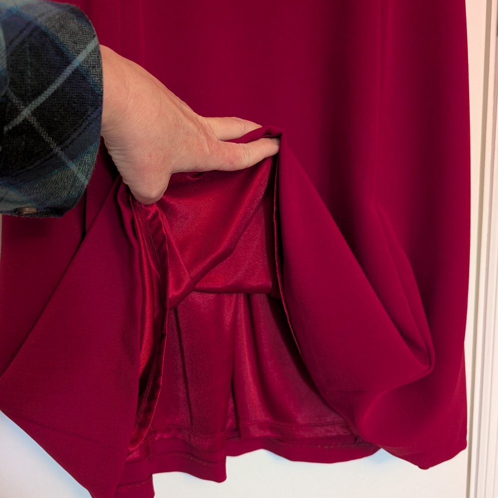 Gorgeous Red Tahari ASL Fit-and-Flare Dress with Gold Belt Accent - Picture 5 of 8